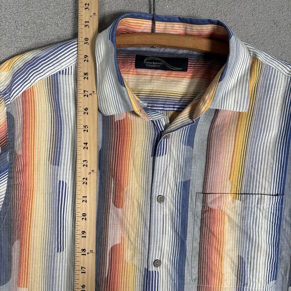Jhane Barnes Frequency Shirt Men’s Size XL Cotton Blue Orange White Geometric - Picture 9 of 16